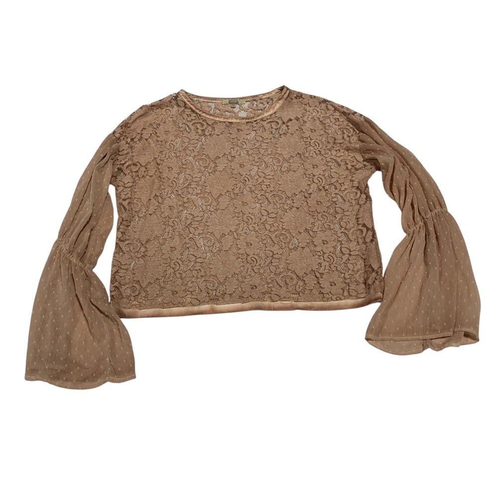 BKE Gimmicks Elegant Lace‎ Boho Chic Western Women's Top in Tan Mauve XL 2325 - Picture 4 of 15